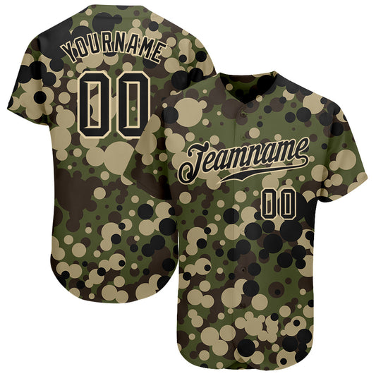 Custom Camo Black-Cream Authentic Salute To Service Baseball Jersey - Main View