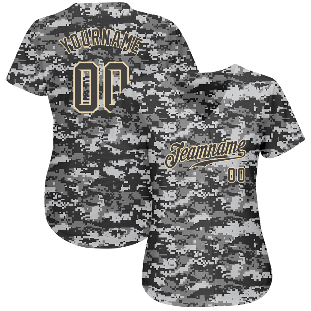 Custom Camo Steel Gray-Cream Authentic Salute To Service Baseball Jersey view 2