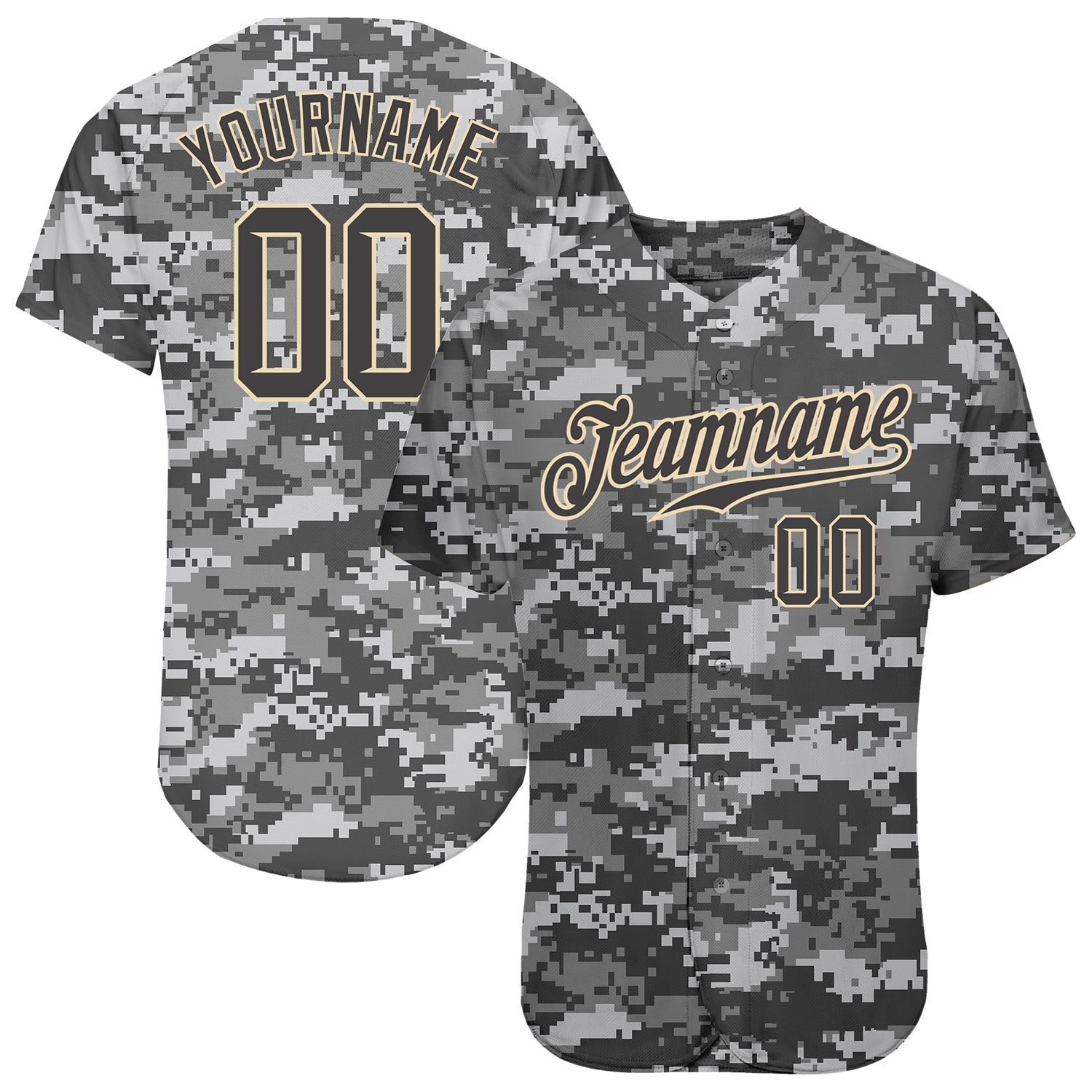 Custom Camo Steel Gray-Cream Authentic Salute To Service Baseball Jersey - Main View