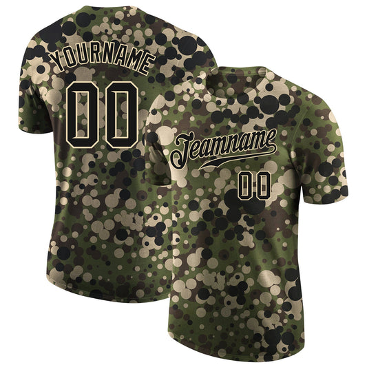 Custom Camo Black-Cream Performance Salute To Service T-Shirt - Main View
