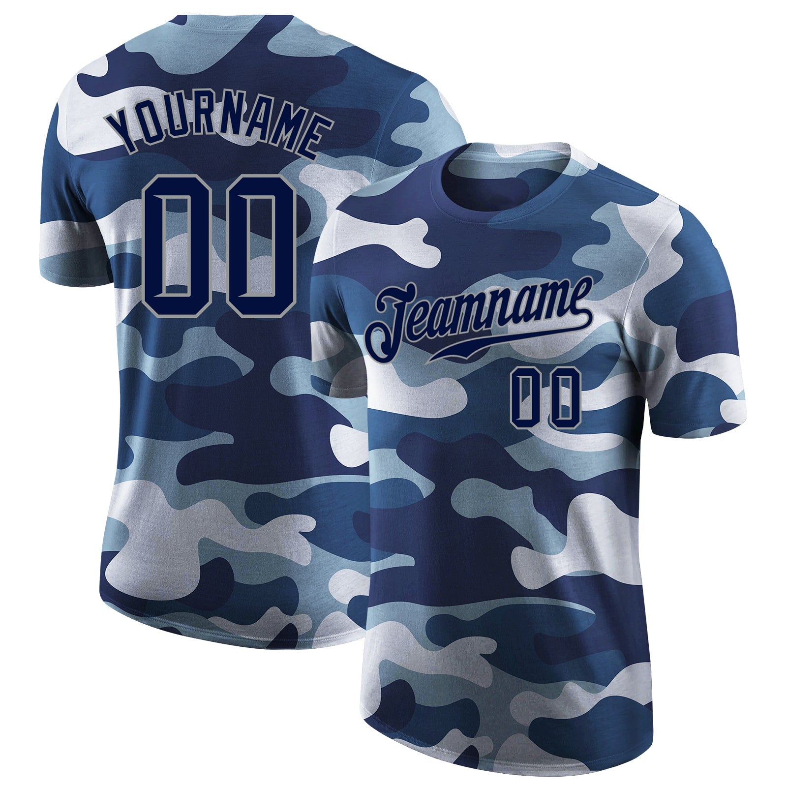 Custom Camo Navy-Gray Performance Salute To Service T-Shirt - Main View