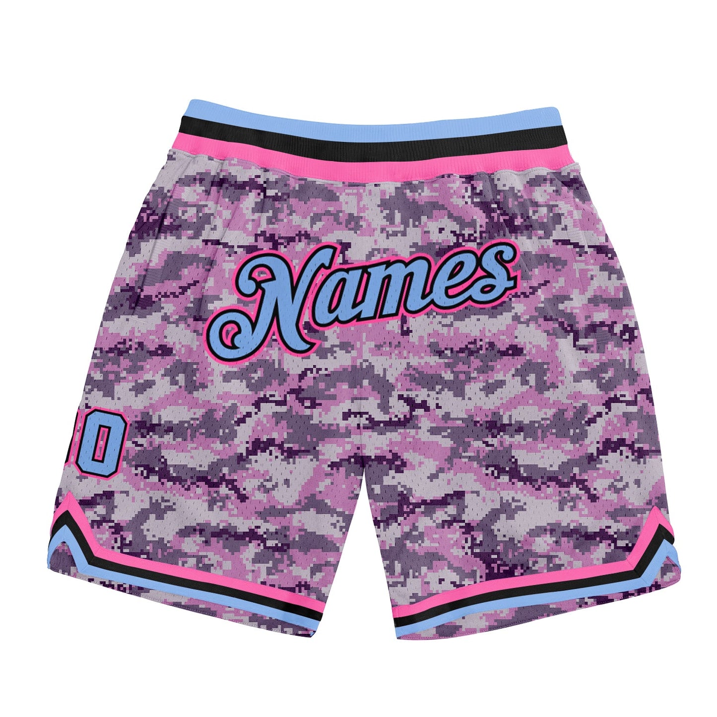 Custom Camo Light Blue-Pink Authentic Salute To Service Basketball Shorts - Main View