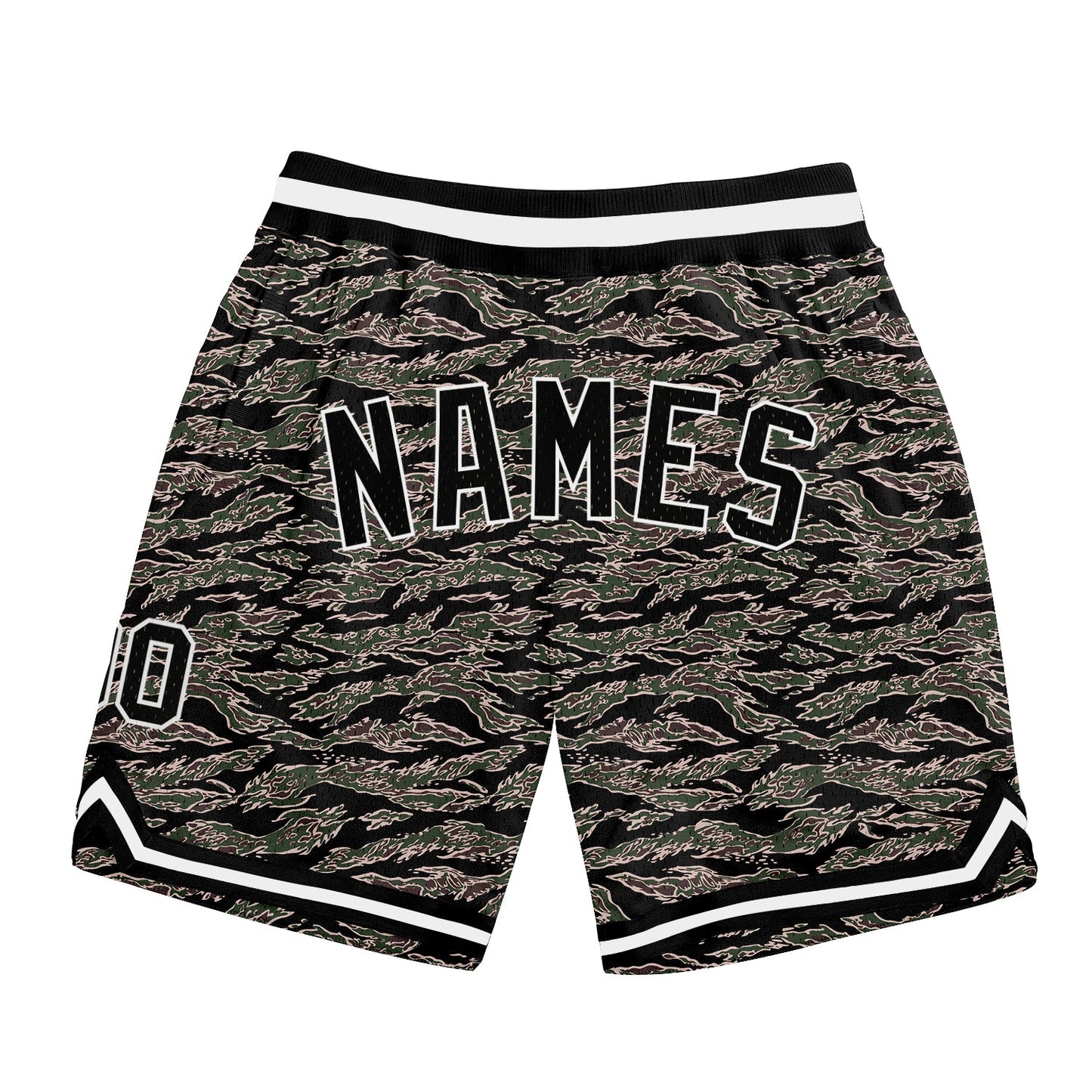 Custom Camo Black-White Authentic Salute To Service Basketball Shorts - Main View