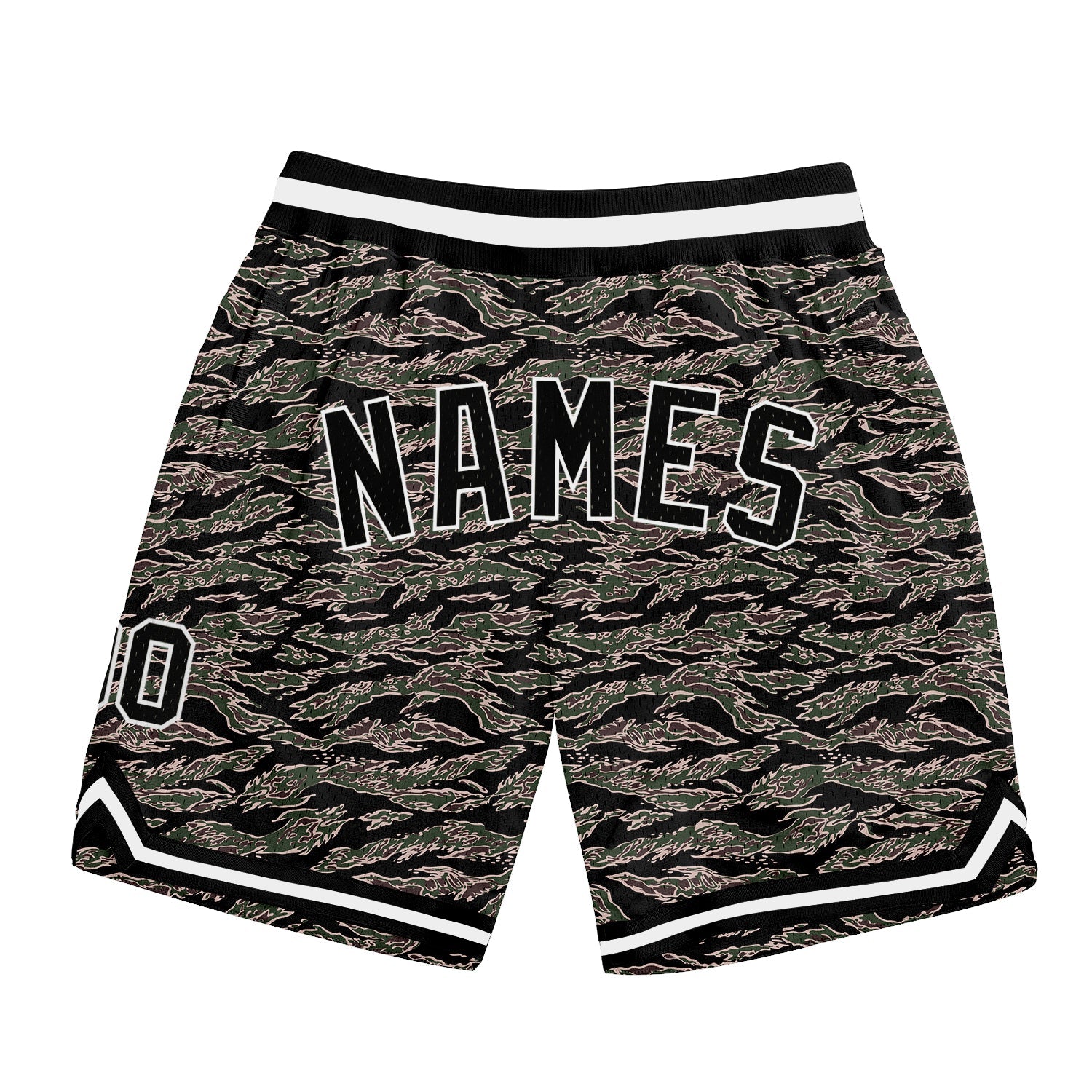 Custom Camo Black-White Authentic Salute To Service Basketball Shorts - Main View