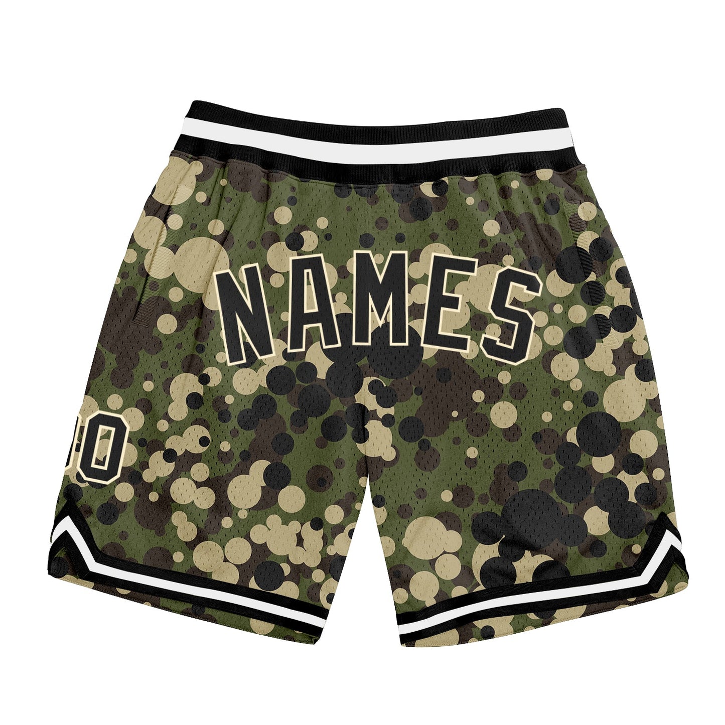 Custom Camo Black-Cream Authentic Salute To Service Basketball Shorts - Main View