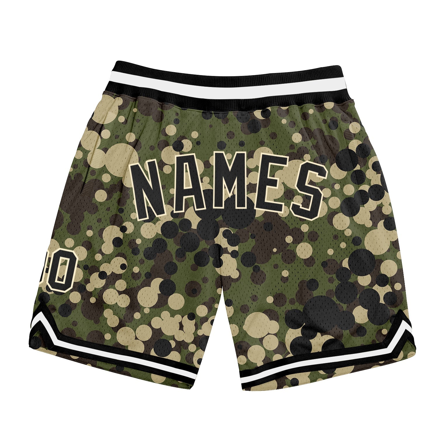 Custom Camo Black-Cream Authentic Salute To Service Basketball Shorts - Main View