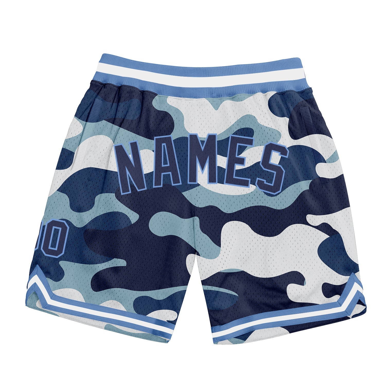 Custom Camo Navy-Light Blue Authentic Salute To Service Basketball Shorts - Main View