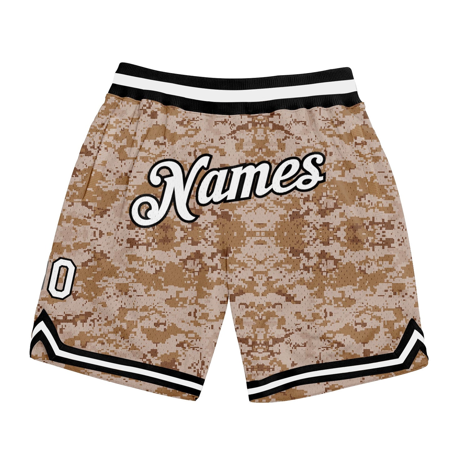 Custom Camo White-Black Authentic Salute To Service Basketball Shorts - Main View