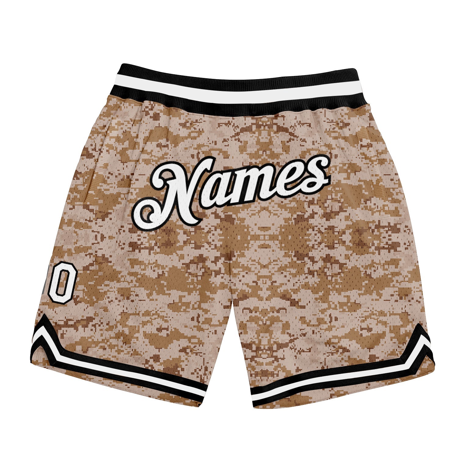 Custom Camo White-Black Authentic Salute To Service Basketball Shorts - Main View