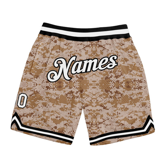Custom Camo White-Black Authentic Salute To Service Basketball Shorts - Main View