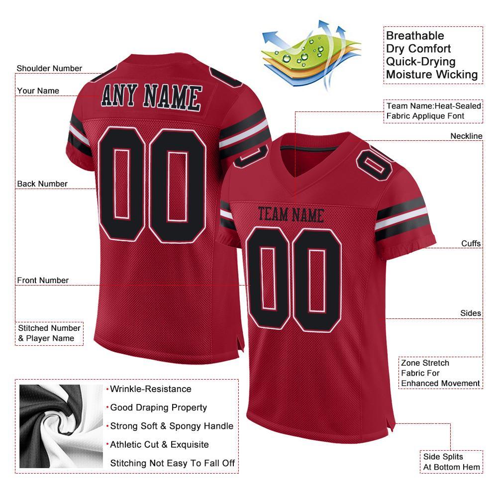 Custom Cardinal Black-White Mesh Authentic Football Jersey view 4