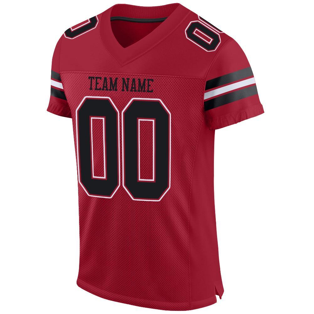 Custom Cardinal Black-White Mesh Authentic Football Jersey view 2