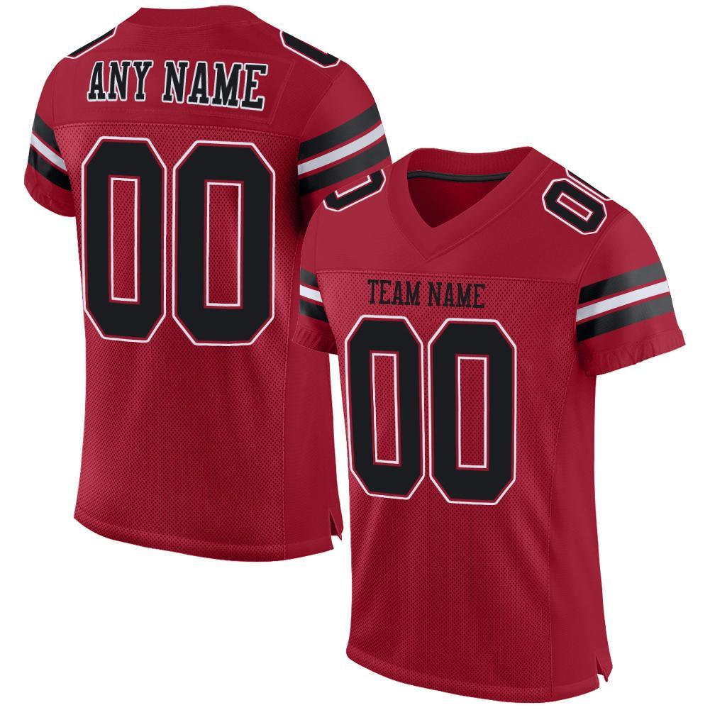 Custom Cardinal Black-White Mesh Authentic Football Jersey - Main View