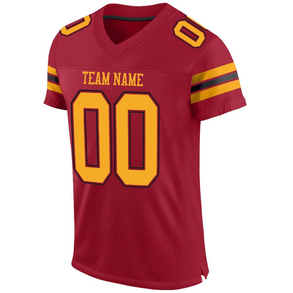 Custom Cardinal Gold-Black Mesh Authentic Football Jersey view 2