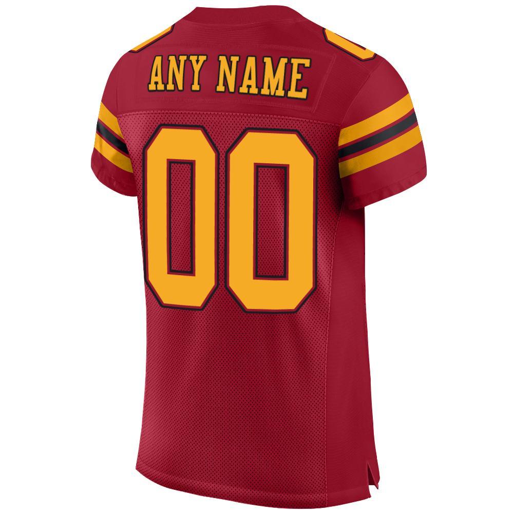 Custom Cardinal Gold-Black Mesh Authentic Football Jersey view 3