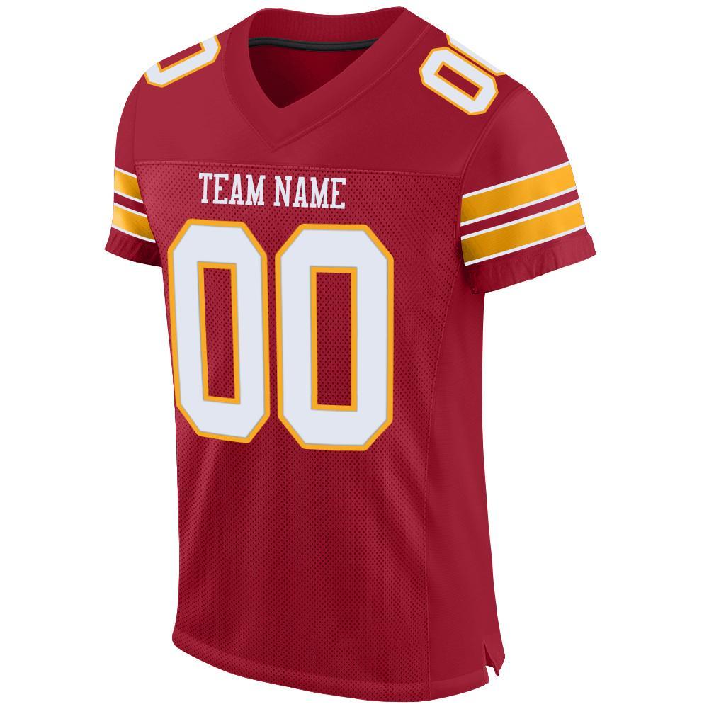 Custom Cardinal White-Gold Mesh Authentic Football Jersey view 2