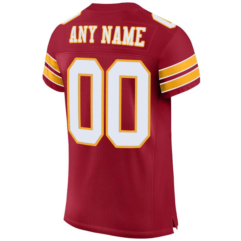 Custom Cardinal White-Gold Mesh Authentic Football Jersey view 3