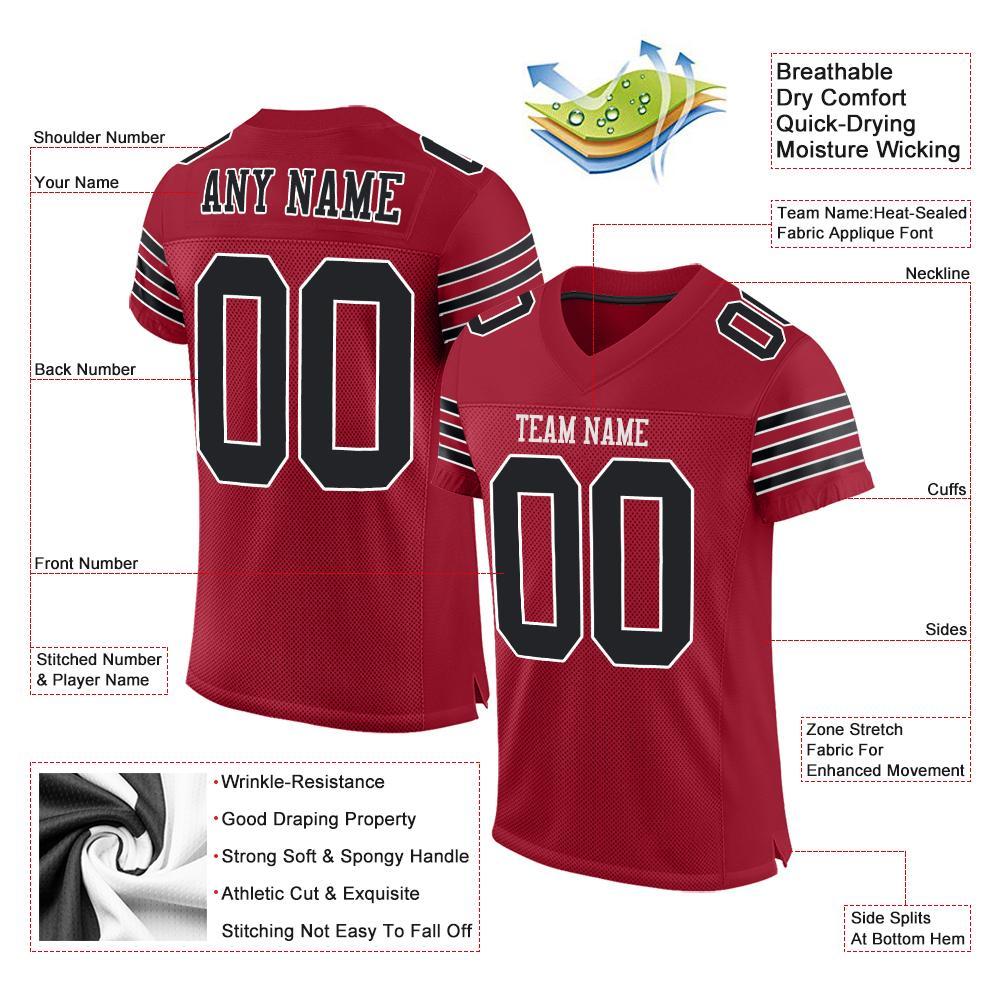 Custom Cardinal Black-White Mesh Authentic Football Jersey view 4