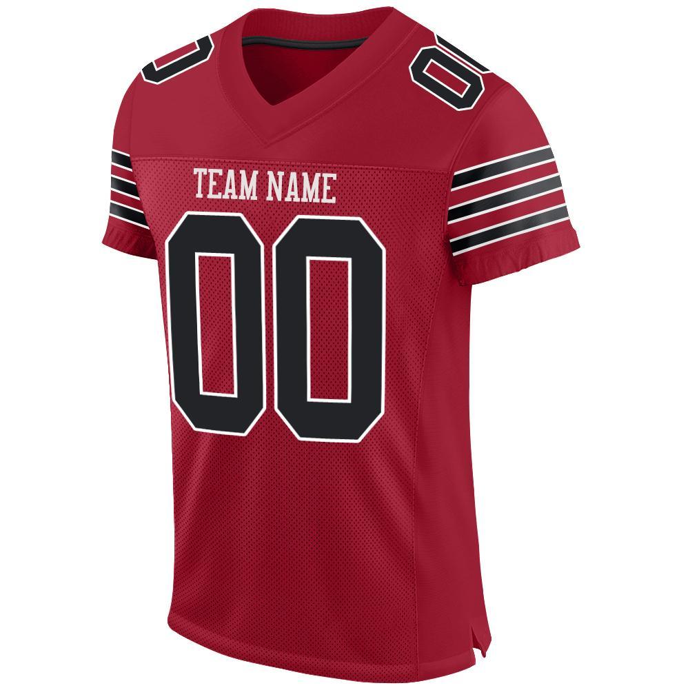 Custom Cardinal Black-White Mesh Authentic Football Jersey view 2