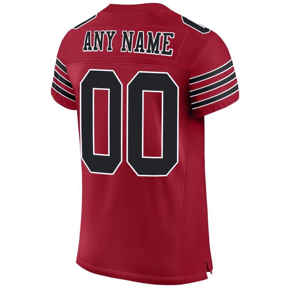 Custom Cardinal Black-White Mesh Authentic Football Jersey view 3