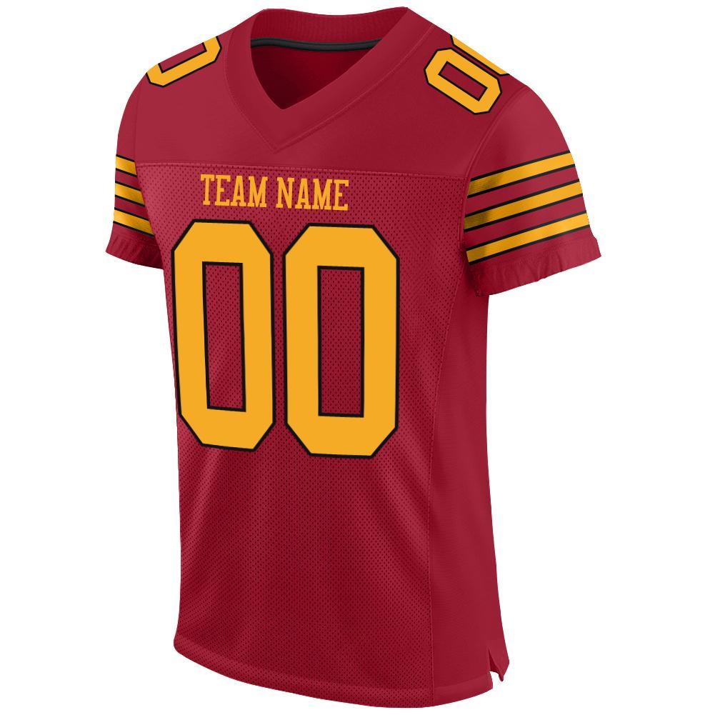 Custom Cardinal Gold-Black Mesh Authentic Football Jersey view 2