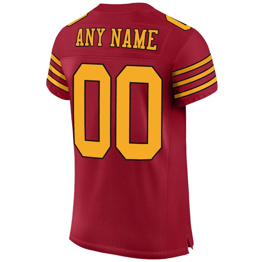 Custom Cardinal Gold-Black Mesh Authentic Football Jersey view 3