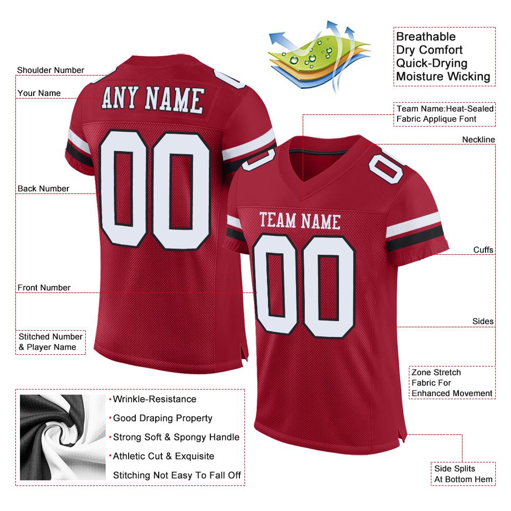 Custom Cardinal White-Black Mesh Authentic Football Jersey view 4