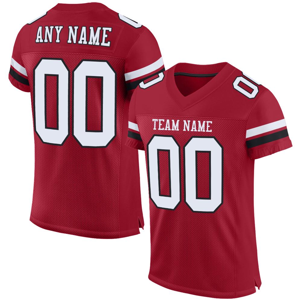 Custom Cardinal White-Black Mesh Authentic Football Jersey - Main View