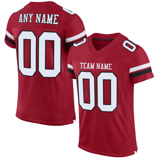 Custom Cardinal White-Black Mesh Authentic Football Jersey - Main View