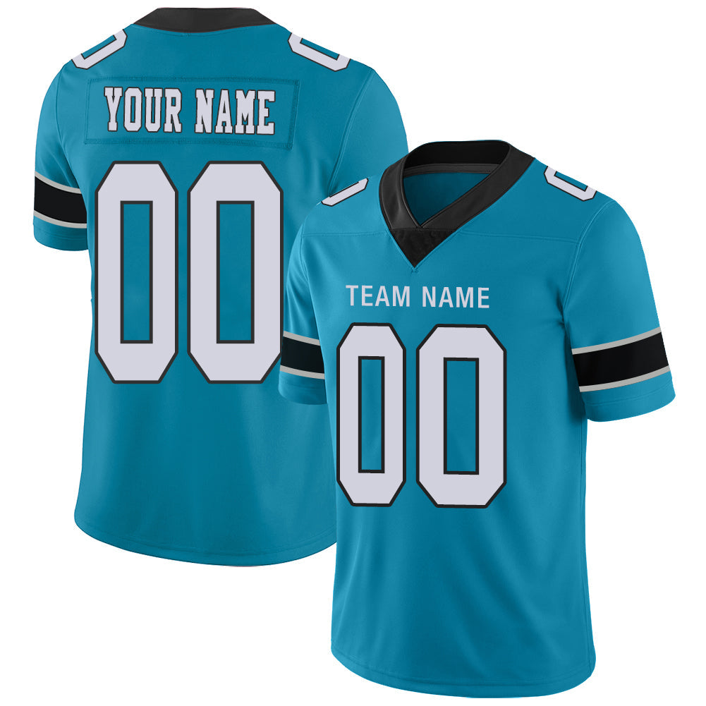Custom C.Panther Stitched American Personalize Birthday Gifts Blue Jersey Football Jerseys - Main View