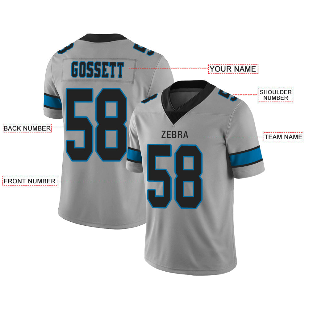 Custom C.Panther Stitched American Football Jerseys Personalize Birthday Gifts Grey Jersey view 2