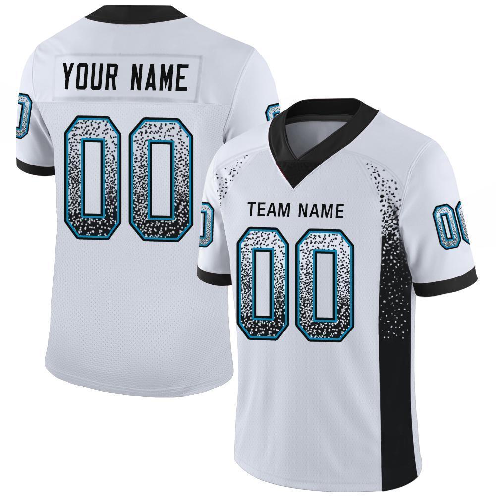 Custom White Black-Panther Blue Drift Fashion Football Jersey - Main View