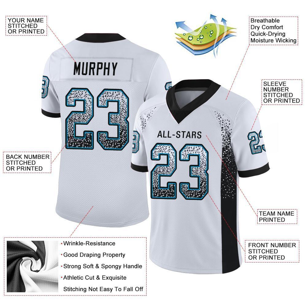 Custom White Black-Panther Blue Drift Fashion Football Jersey view 3