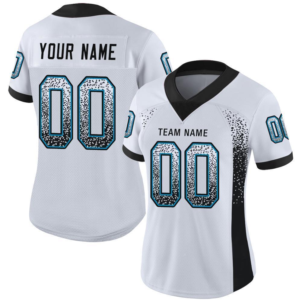 Custom White Black-Panther Blue Drift Fashion Football Jersey view 2