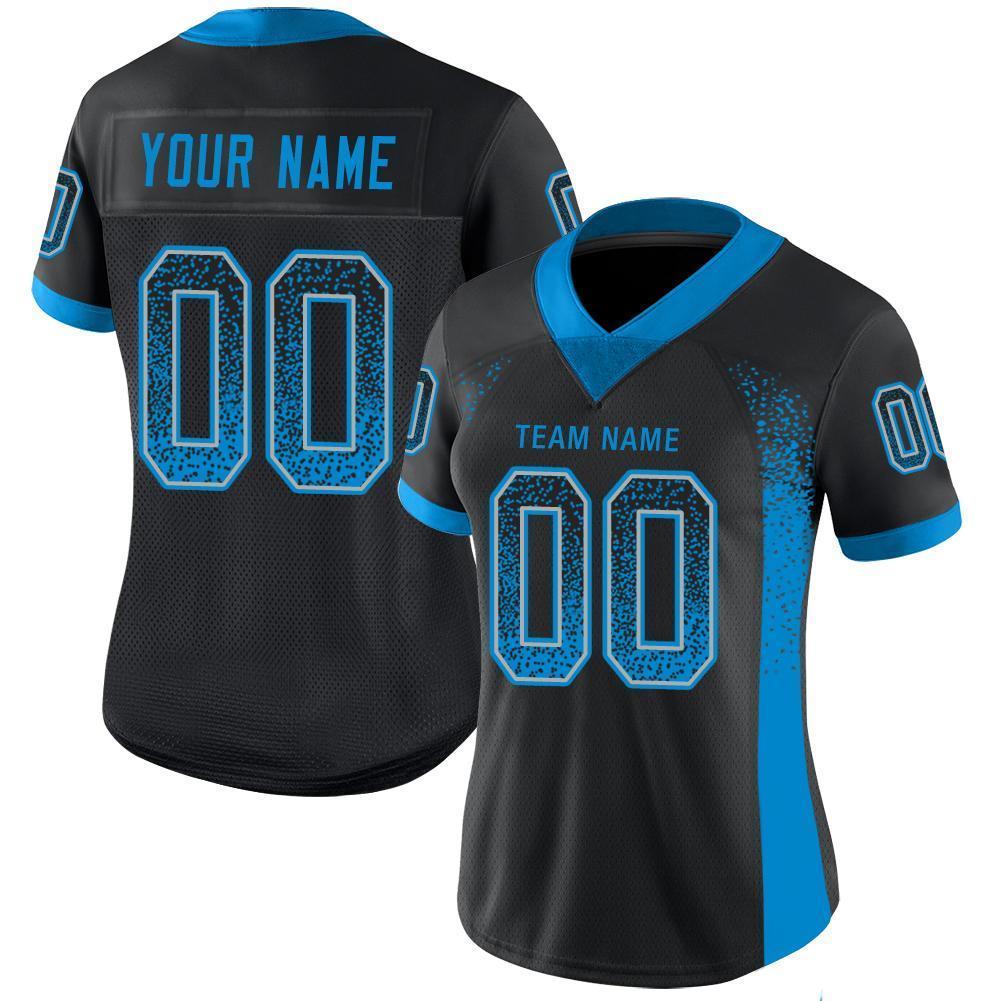 Custom Black Panther Blue-Gray Drift Fashion Football Jersey view 2