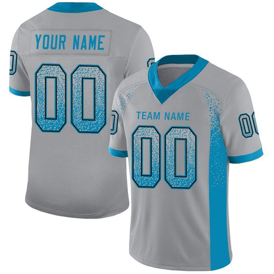 Custom Light Gray Panther Blue-Black Drift Fashion Football Jersey - Main View