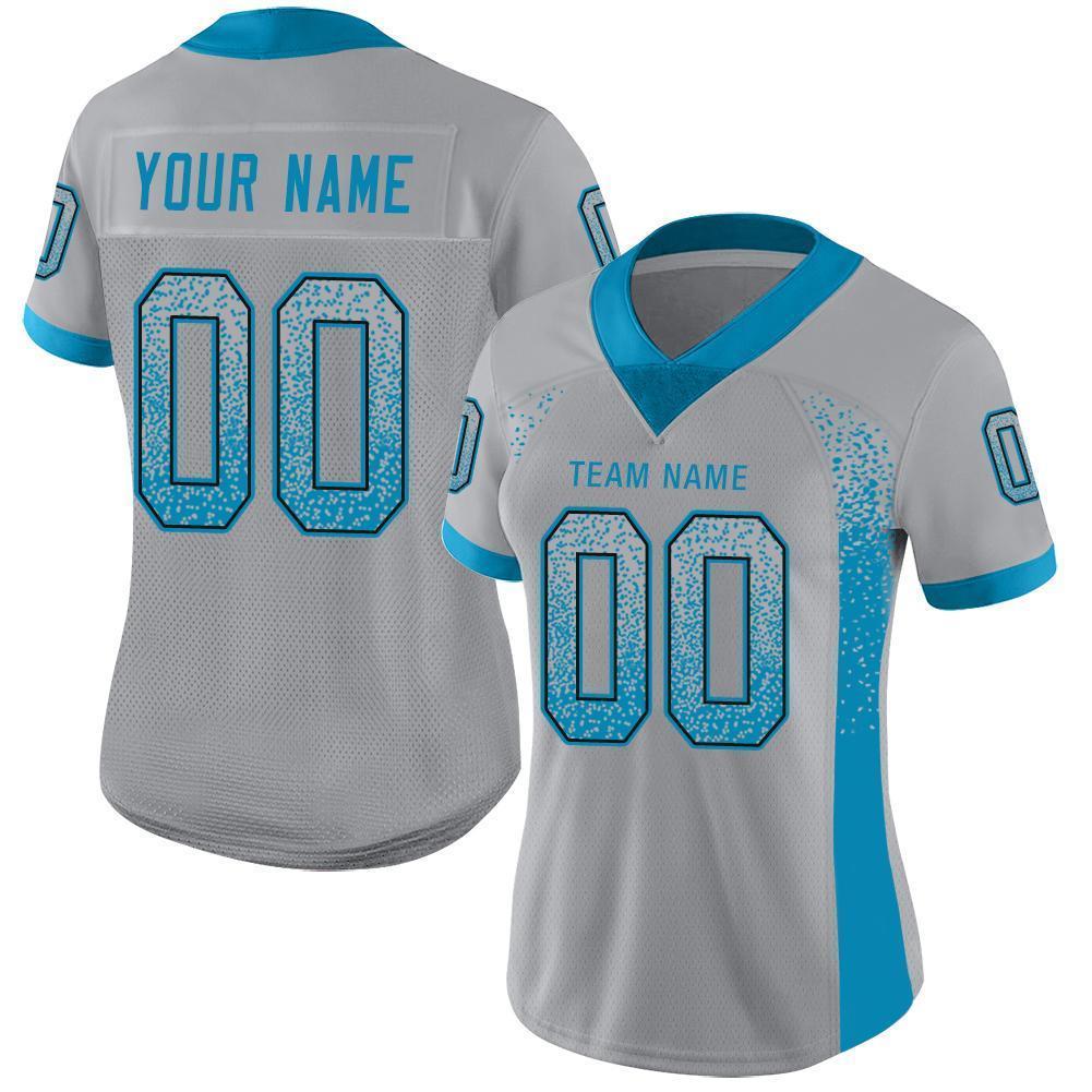 Custom Light Gray Panther Blue-Black Drift Fashion Football Jersey view 2