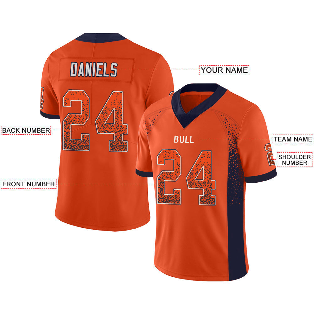 Custom C.Bear Stitched American Football Jerseys Personalize Birthday Gifts Orange Jersey view 2