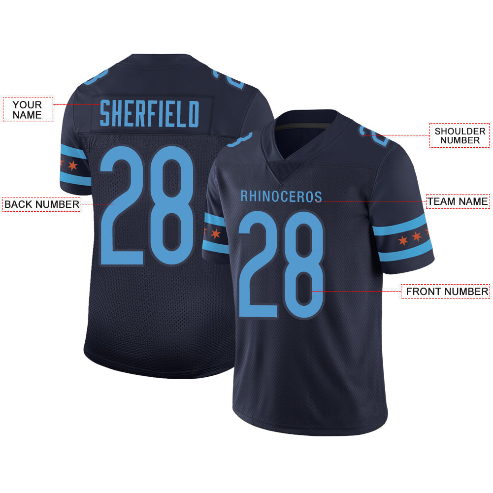 Custom C.Bear Stitched American Jerseys Personalize Birthday Gifts Navy Football Jerseys view 2