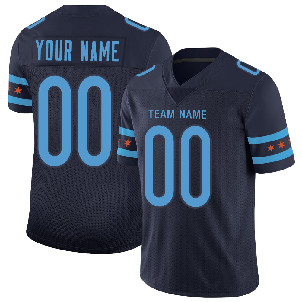Custom C.Bear Stitched American Jerseys Personalize Birthday Gifts Navy Football Jerseys - Main View