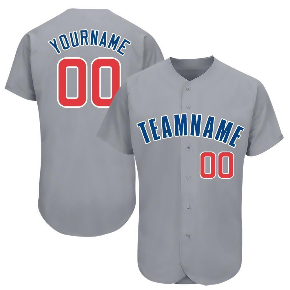 Custom Gray Red-Royal Baseball Jersey - Main View