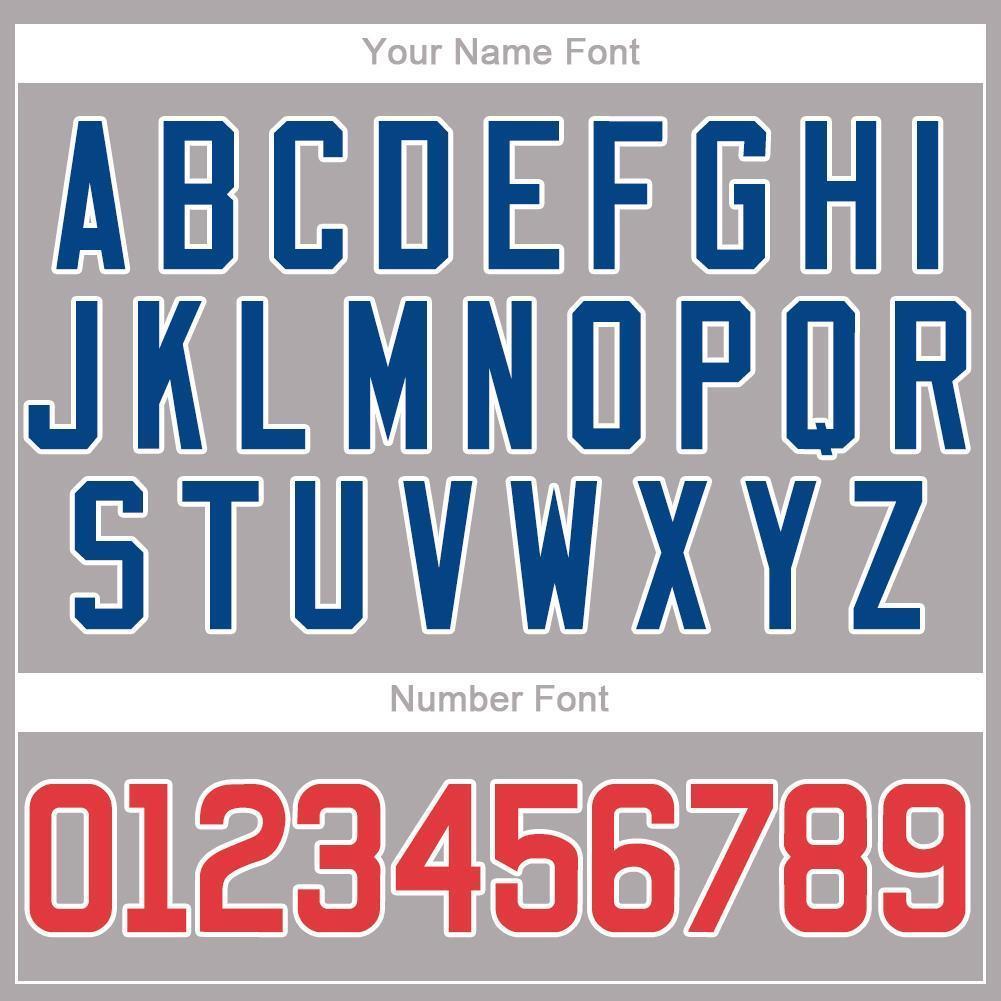 Custom Gray Red-Royal Baseball Jersey view 5