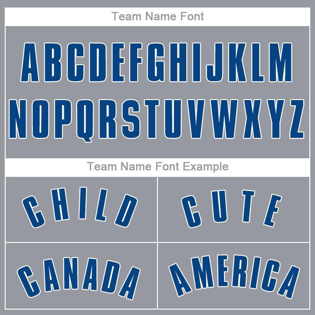 Custom Gray Red-Royal Baseball Jersey view 6