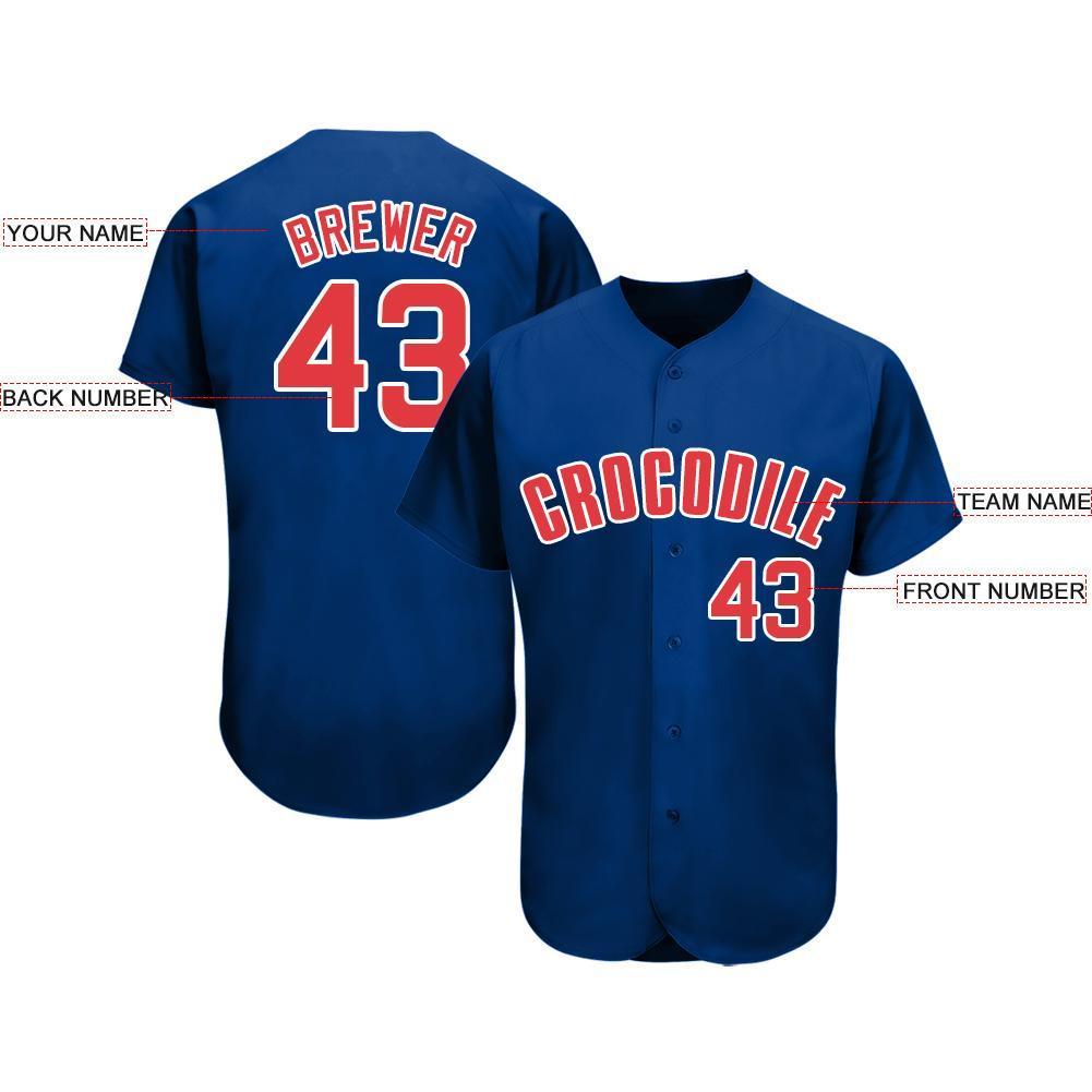 Custom Royal Red-White Baseball Jersey view 3