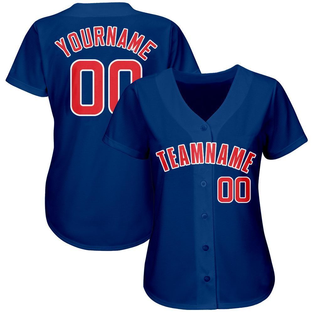 Custom Royal Red-White Baseball Jersey view 2