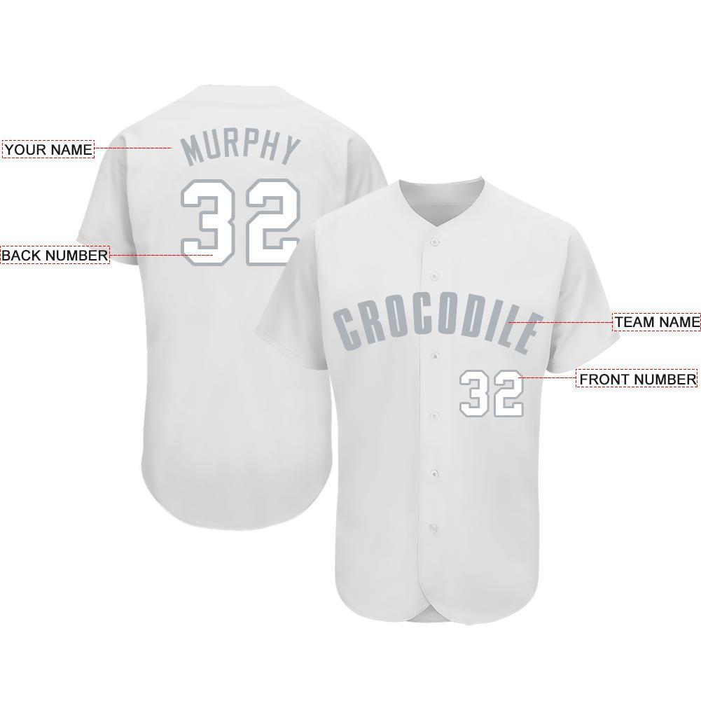 Custom White Gray Baseball Jersey view 3