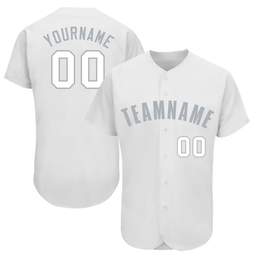 Custom White Gray Baseball Jersey - Main View