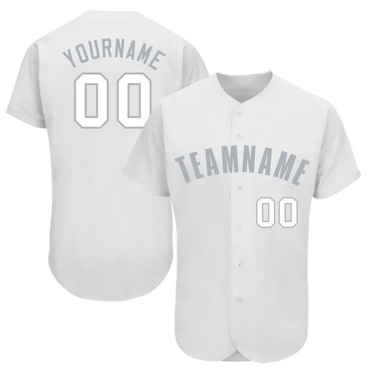 Custom White Gray Baseball Jersey - Main View