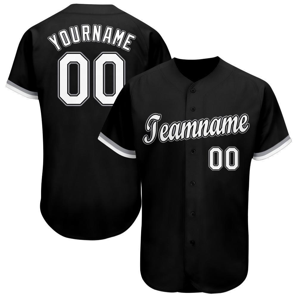 Custom Black White-Gray Baseball Jersey - Main View