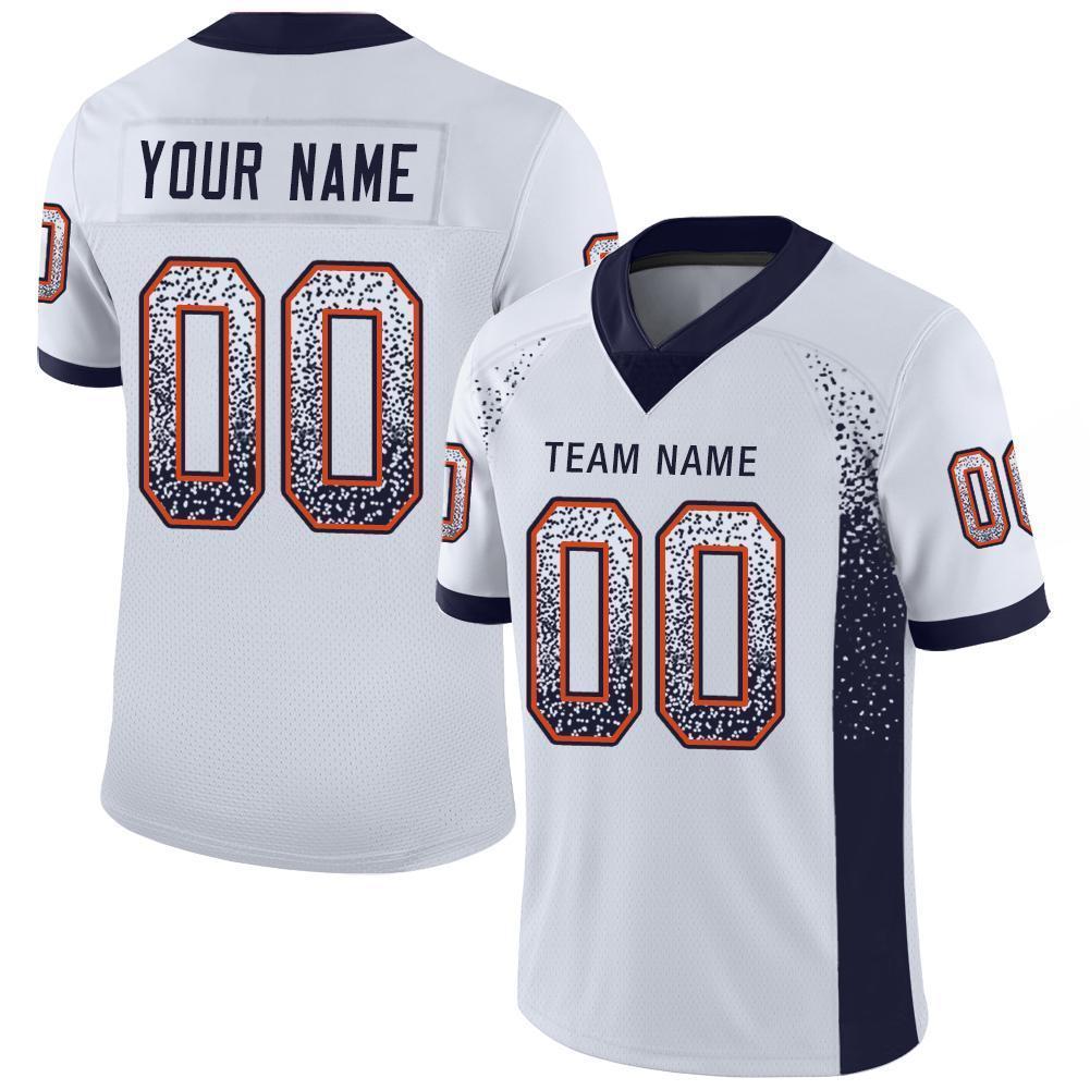 Custom White Navy-Orange Drift Fashion Football Jersey - Main View